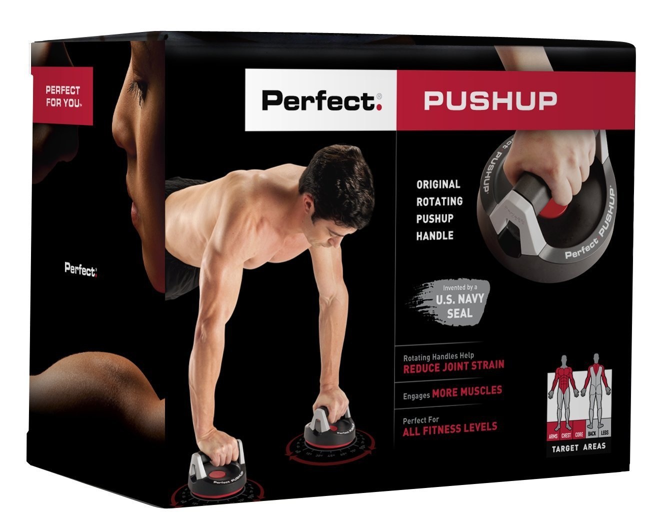 Perfect Fitness Push up Rotating Handles Pair Non-Slip Crossfit Grips Workout