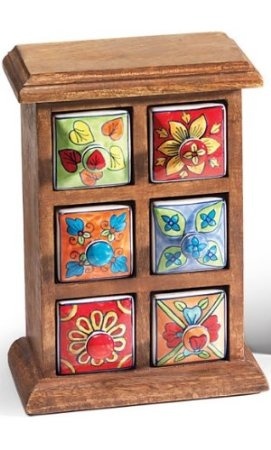 6 Drawer Ceramic Storage Chest Mango Wood By Namaste Shop