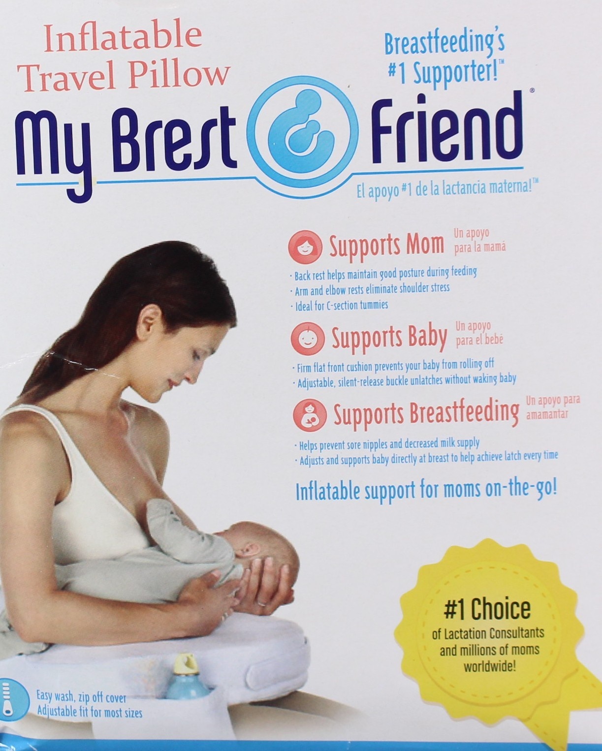 My Brest Friend Travel Inflatable Nursing Pillow Black And White