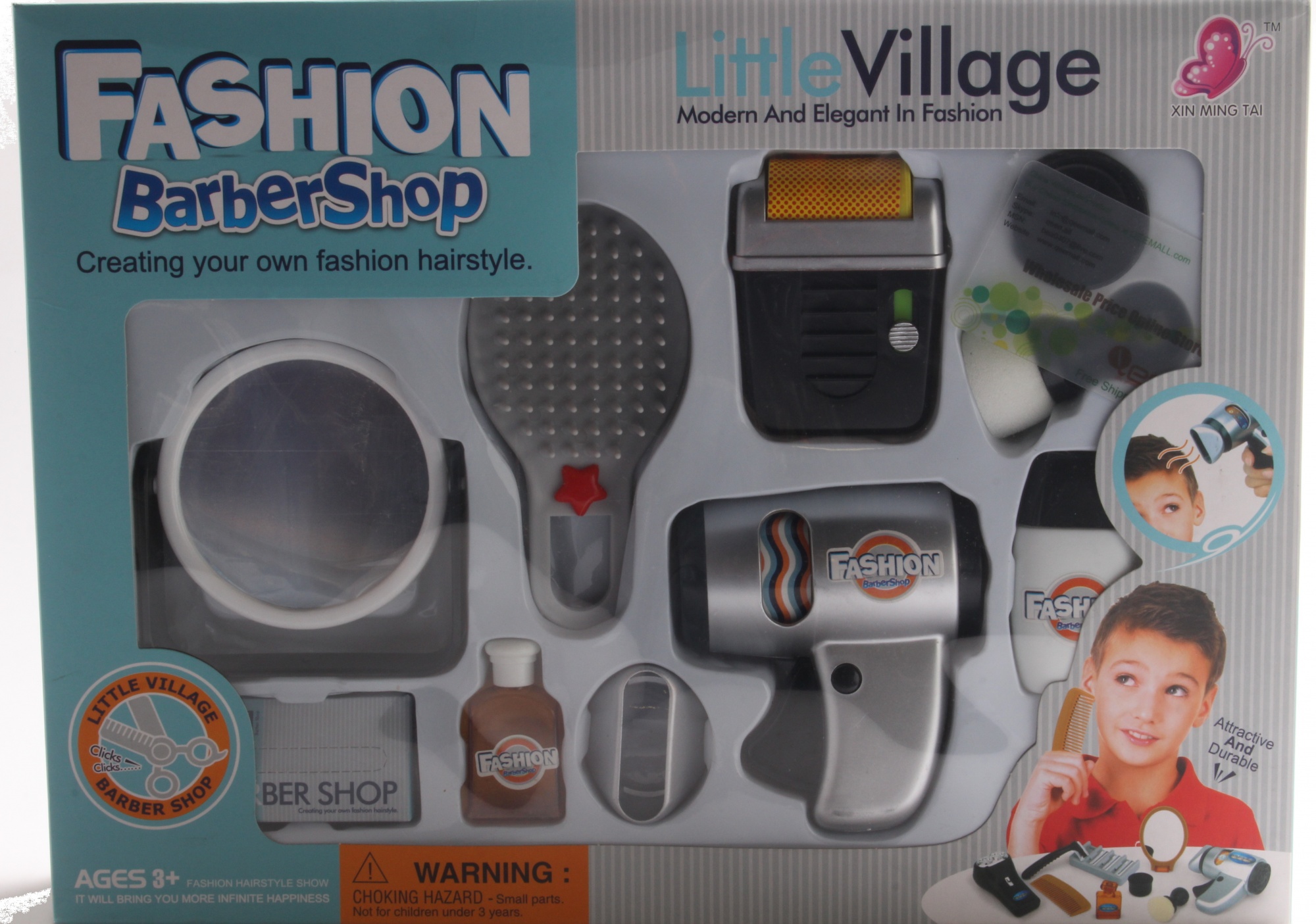 Wps Play Accessories Barber Shop Salon Hairstyle Play Set Kit For