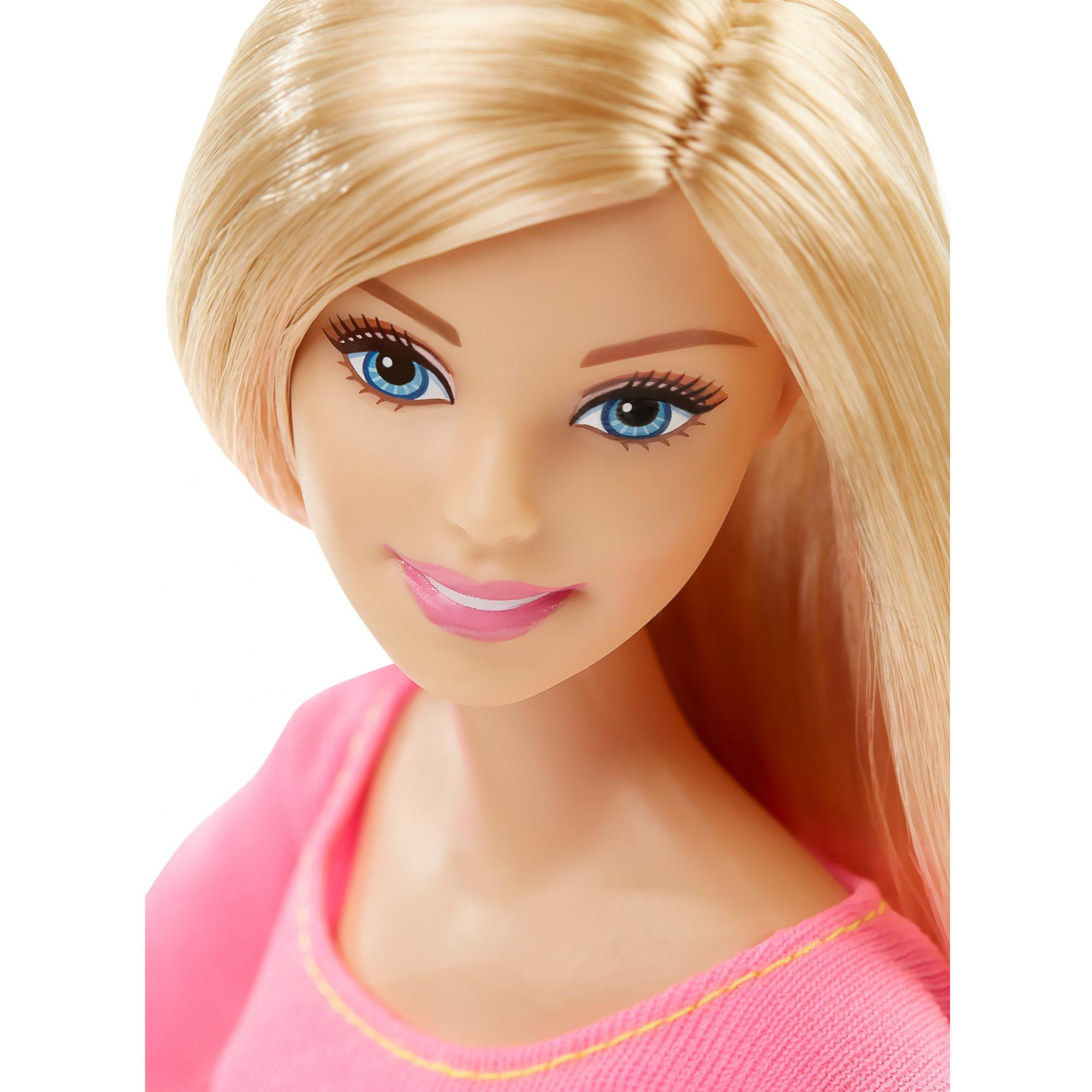 barbie endless moves doll with pink top