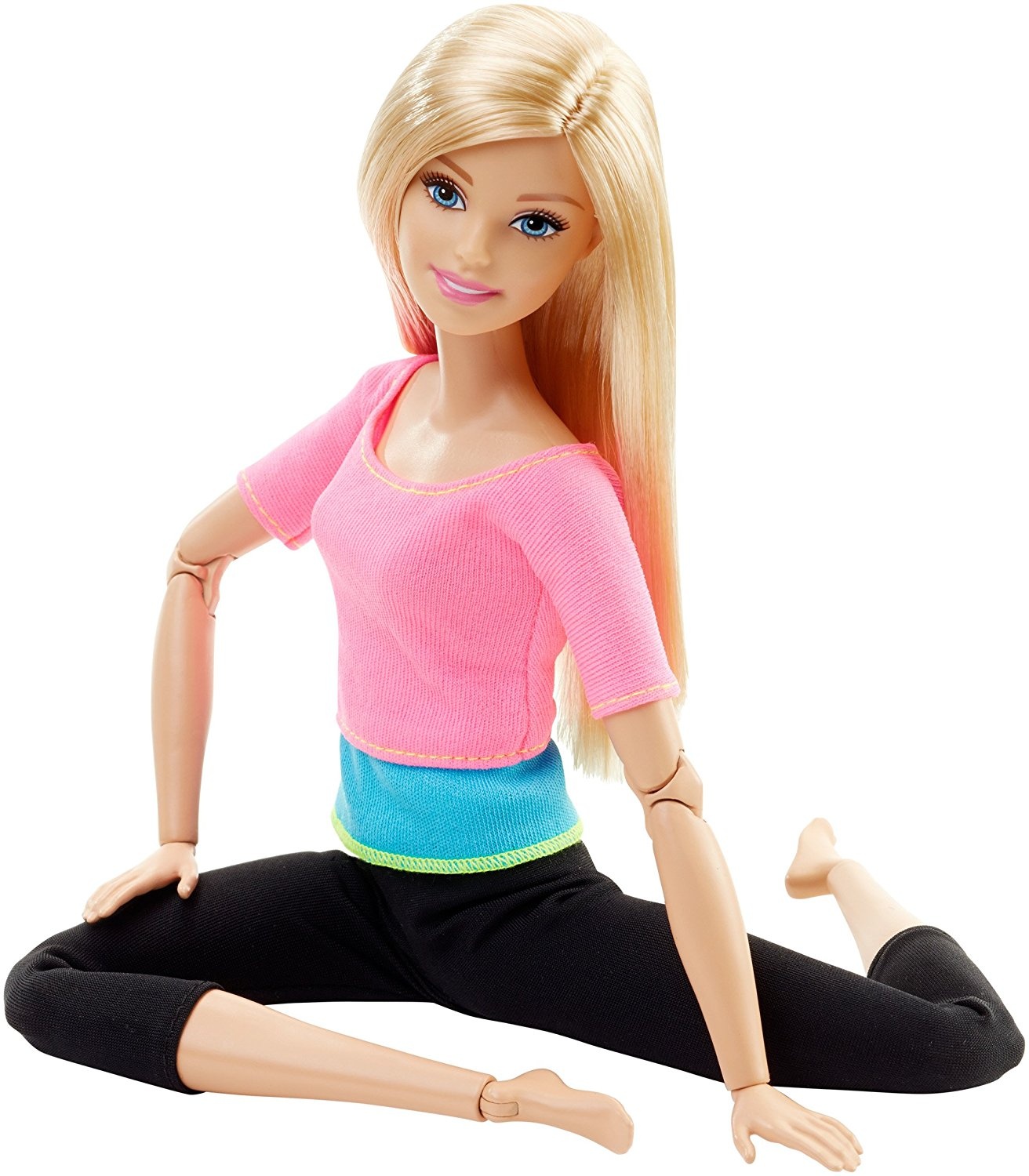 barbie endless moves doll with pink top