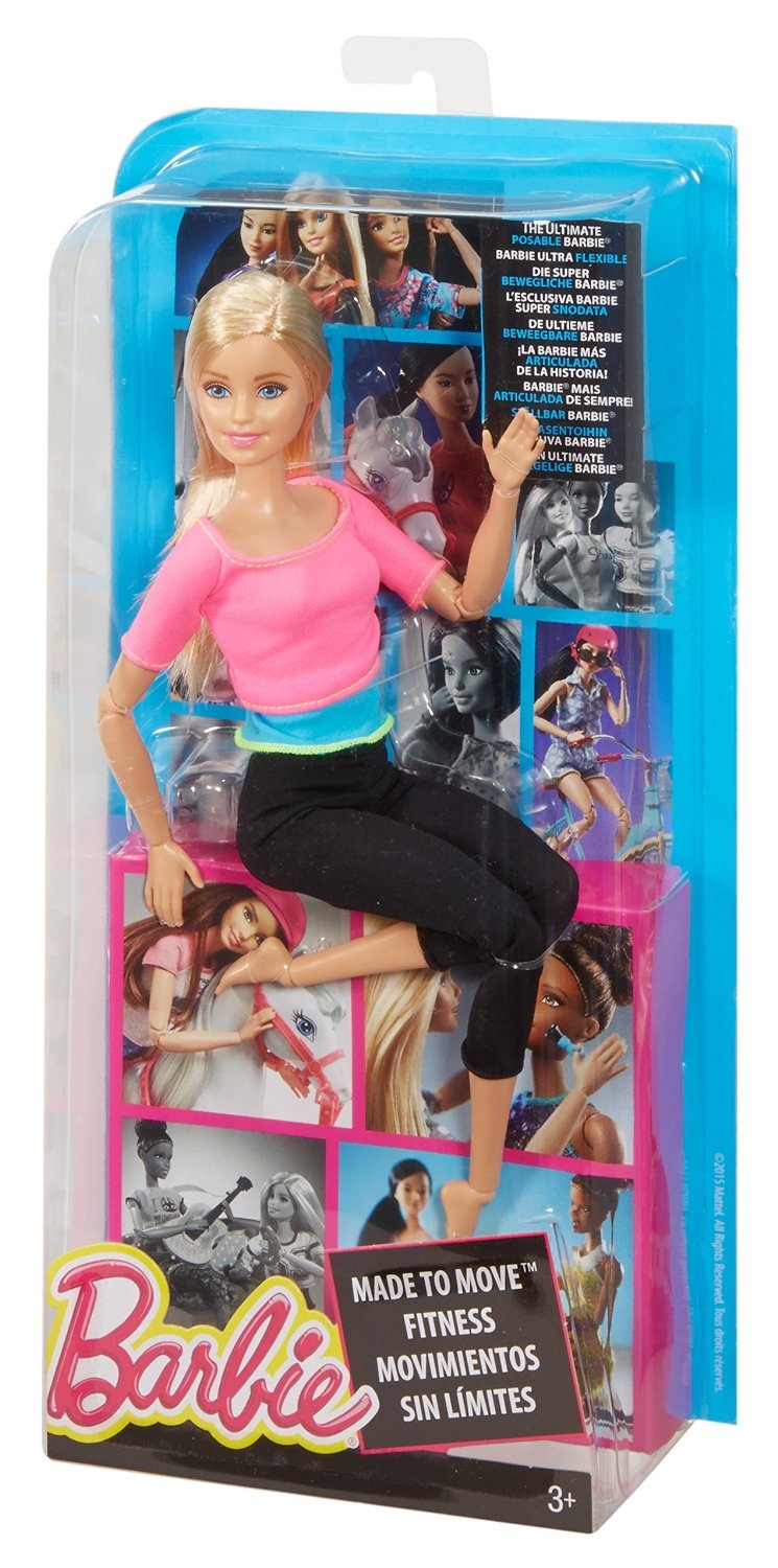 barbie endless moves doll with pink top