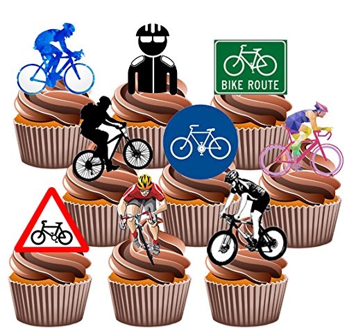 Cycling Cyclist Party Pack Cake Decorations 36 Edible Stand