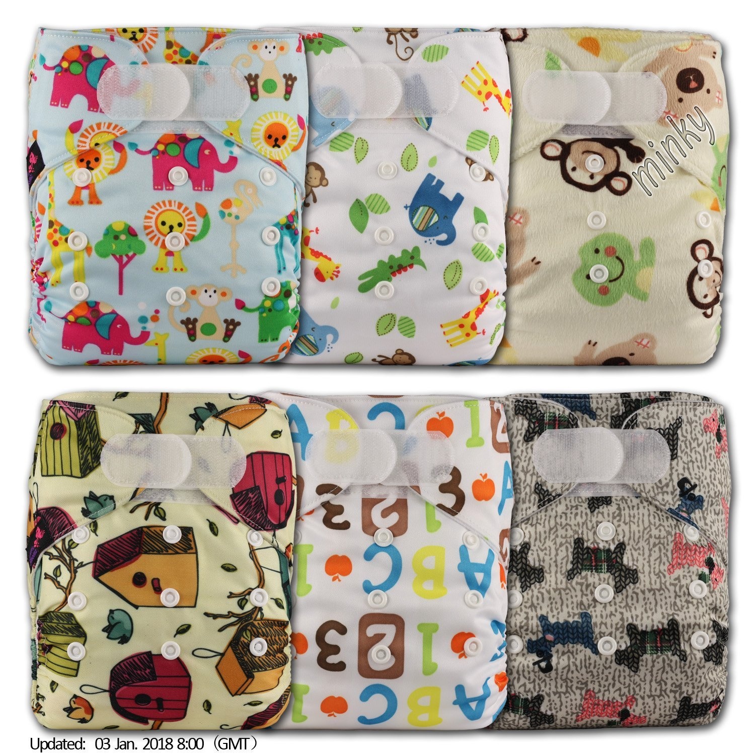 Reusable Pocket Cloth Nappy Littles /& Bloomz Set of 3 Fastener: Popper Patterns 307 with 3 Bamboo Inserts