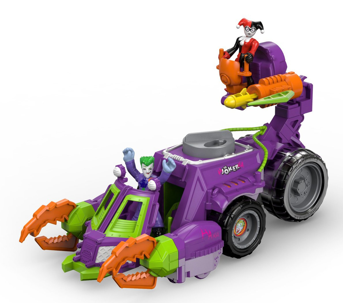 imaginext dc super friends the joker & harley quinn battle vehicle