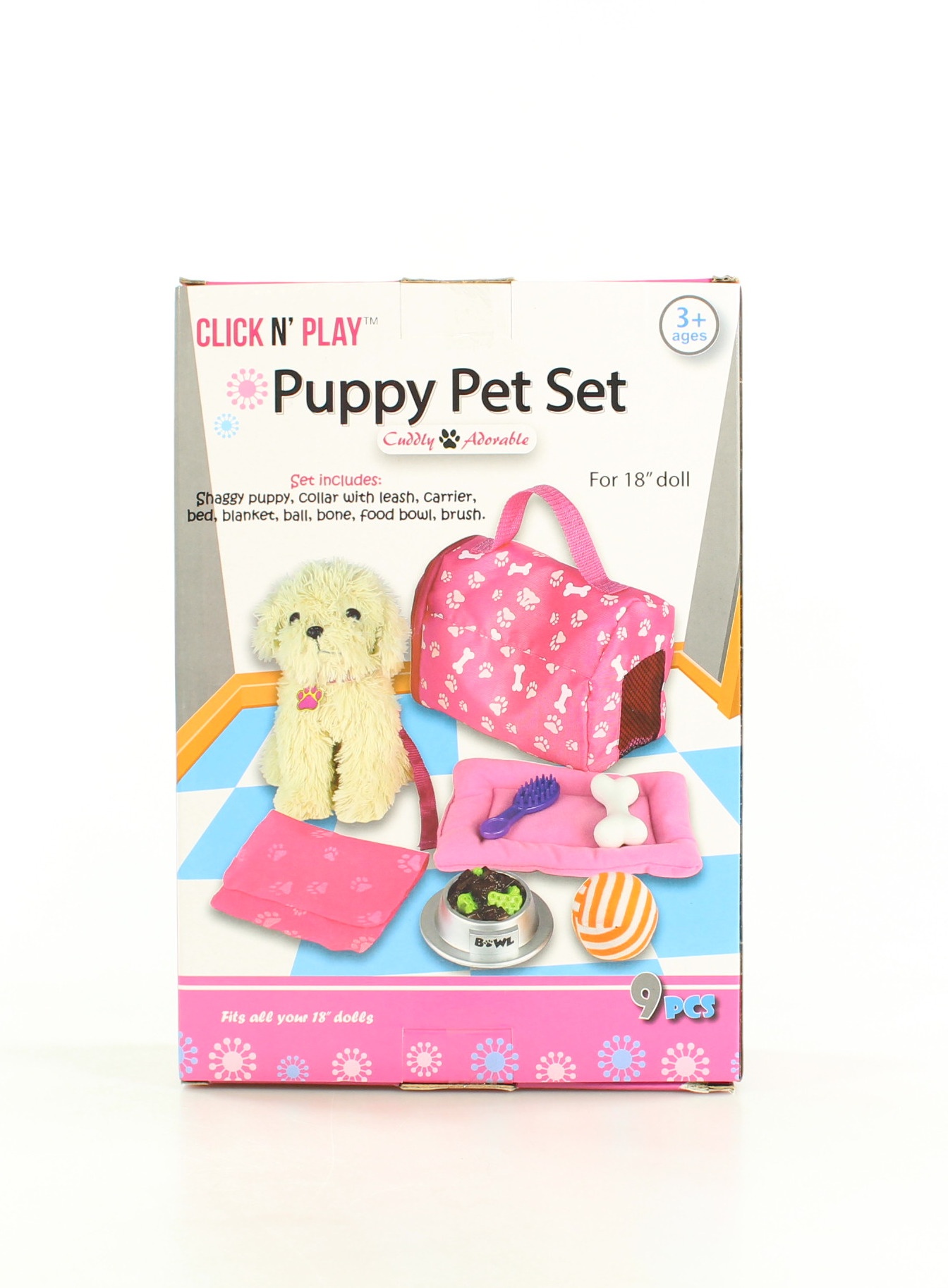 Click n' Play 9 piece Doll Puppy Set and Accessories Click n' Play 9 piece Doll Puppy Set and Accessories