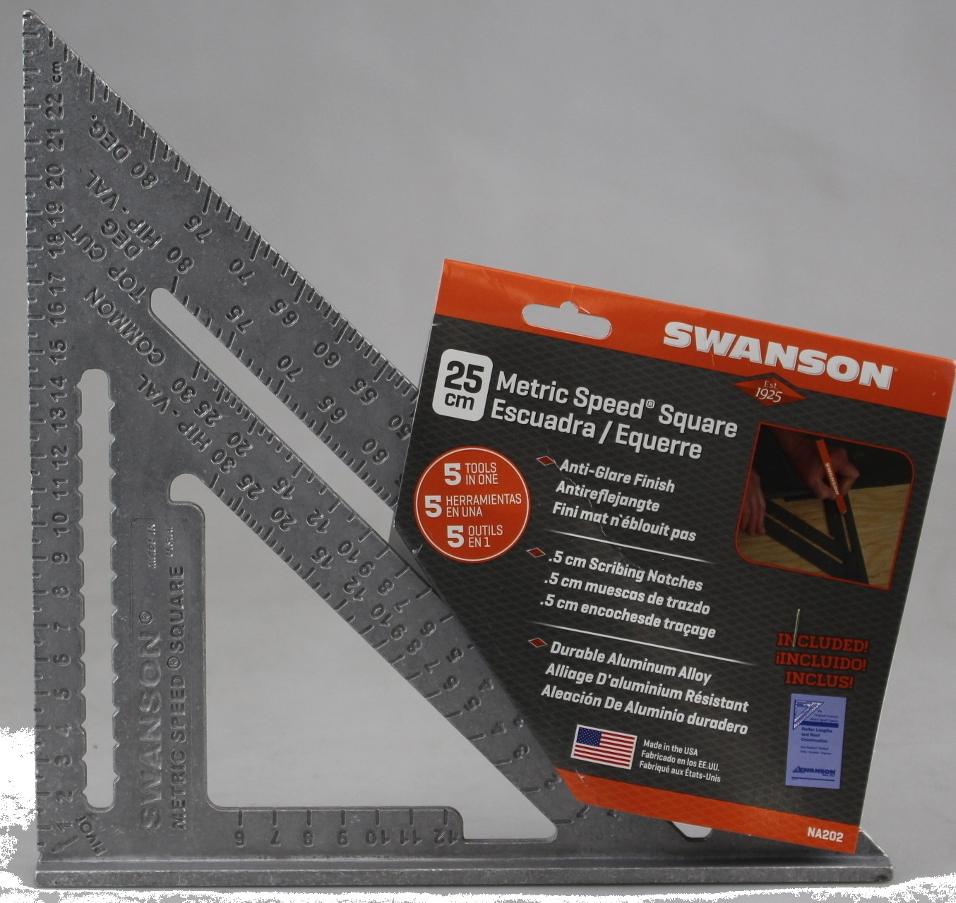 Swanson NA202 Metric Speed Square Layout Tool aluminium