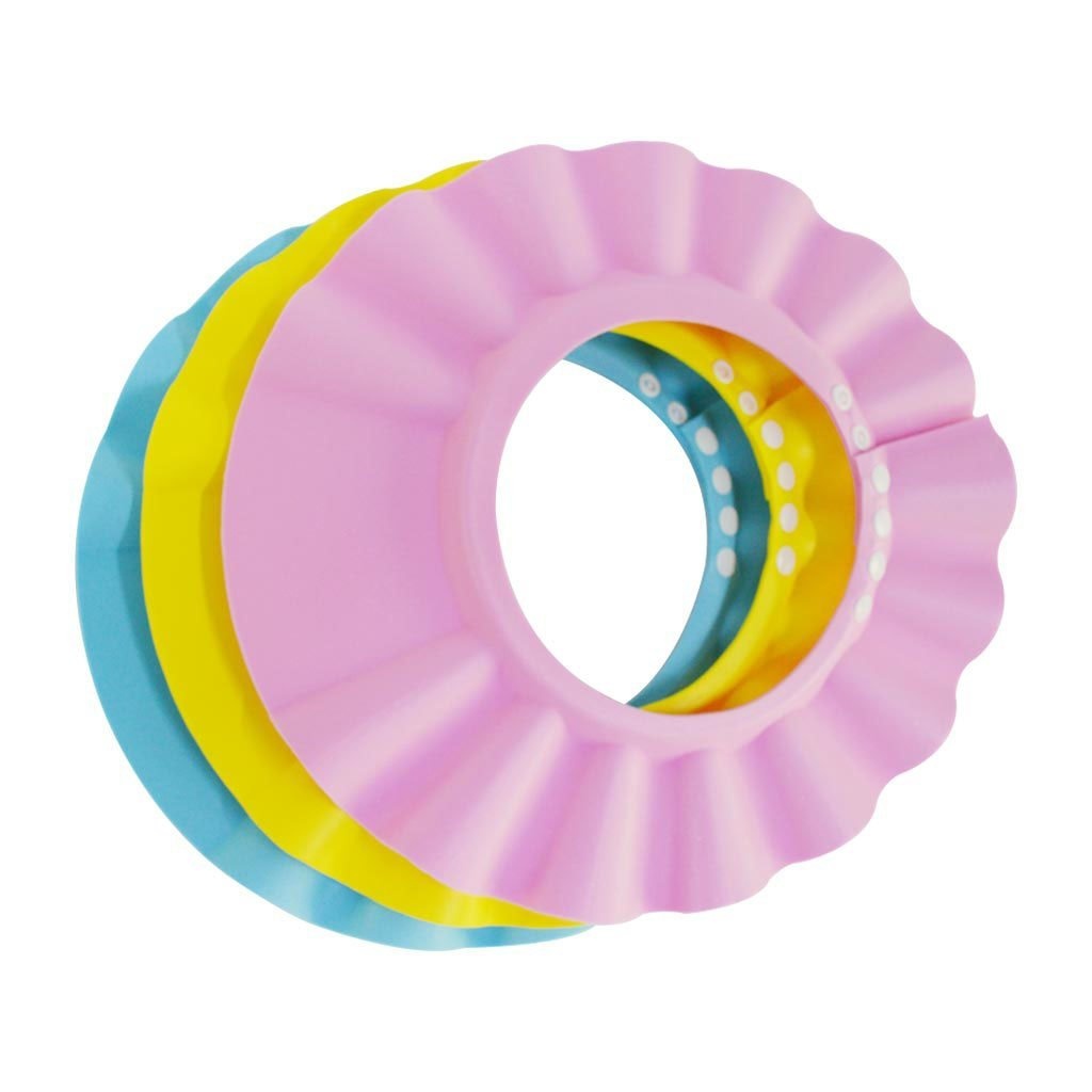 Kids Baby HOOYEE Foldable Safe Shampoo Shower Bathing Protection Soft Silicone Stretchable Bath Visor Cap Hat for Toddlers Children Red 2