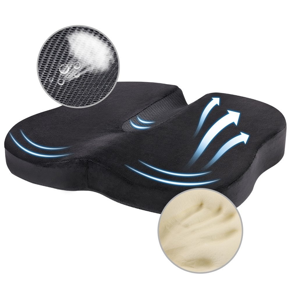 Coccyx and Sciatica with Black Washable /& Breathable Cover NURSAL Memory Foam Orthopedic Seat Cushion Butterfly-Shaped Design for Pain Relief of Lower Back