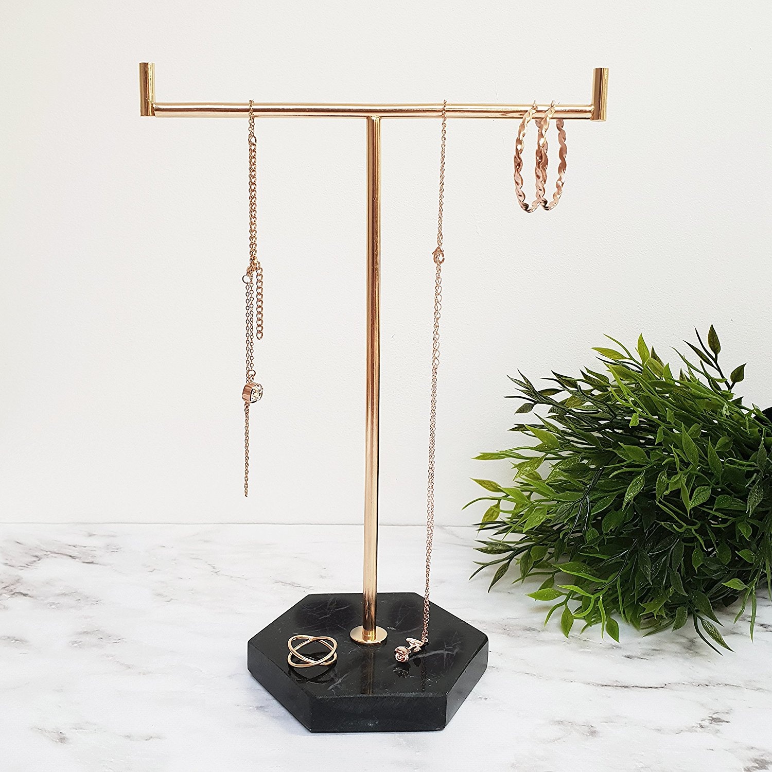 Solid Marble Rose Gold Jewellery Tree 