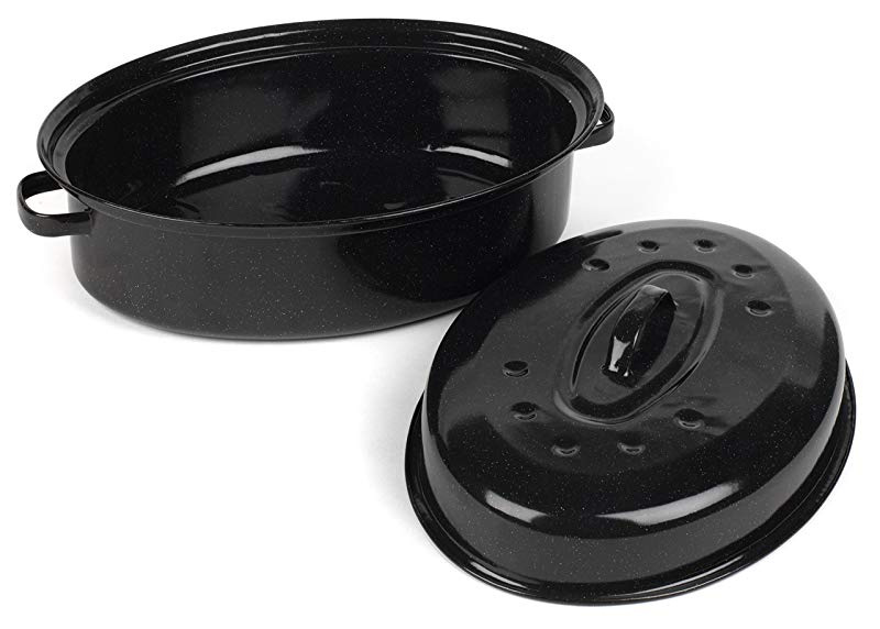 Russell Hobbs CW11491MOBN Vitreous Enamel Self-Basting Steel Roasting Tin with Lid Black 36 cm Russell Hobbs CW11491MOBN Vitreous Enamel Self-Basting Steel Roasting Tin with Lid Black 36 cm