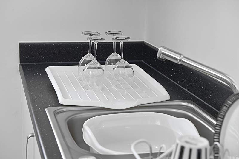 White/Green 45 x 39 x 5 cm Addis Sink Side Drip Sloping Draining Tray with Soft Touch Feet Buy