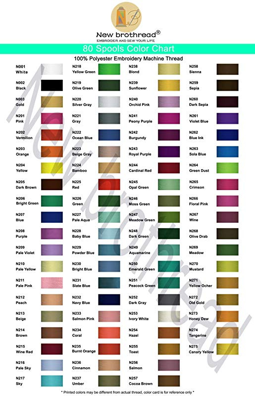 550Y New brothread 30 New Colors Polyester Embroidery Machine Thread Kit 500M Assortment 1 Each Spool